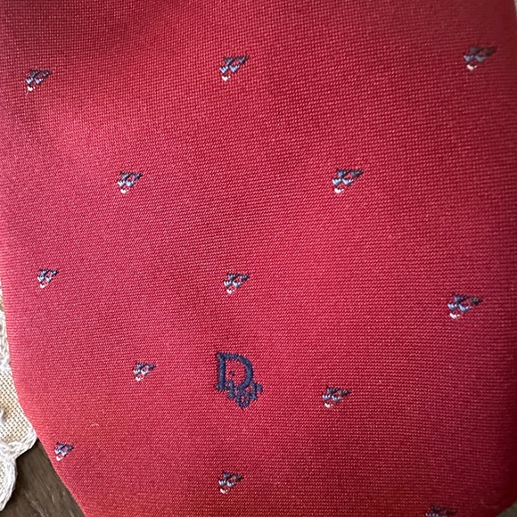 Dior Red Patterned Tie - Picture 4 of 4